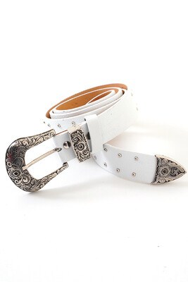 Çift Zımbalı Beyaz Kemer - Thumbnail