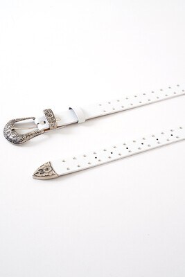 Çift Zımbalı Beyaz Kemer - Thumbnail