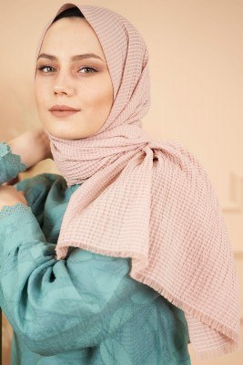 Bombe Serisi Çizgili Bej Şal - Thumbnail