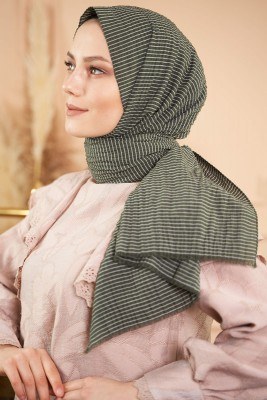 Bombe Serisi Çizgili Haki Şal - Thumbnail
