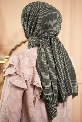 Bombe Serisi Çizgili Haki Şal - Thumbnail