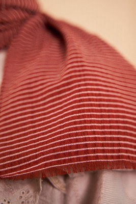 Bombe Serisi Çizgili Kiremit Şal - Thumbnail