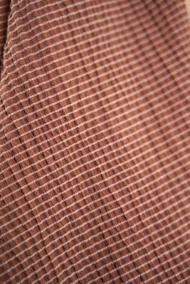 Bombe Serisi Çizgili Sütlü Kahve Şal - Thumbnail