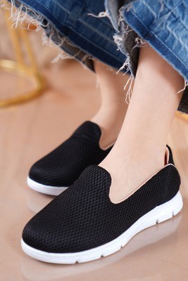 Bayan Fileli Siyah Beyaz Ayakkabı - Thumbnail