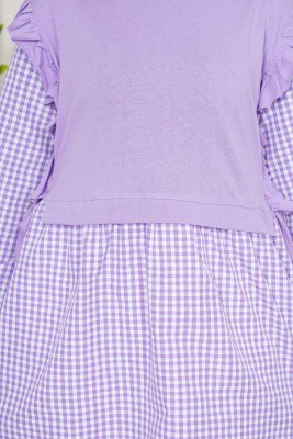 Pitikareli Yanları Büzgü Detay Lila Tunik - Thumbnail