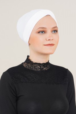 Pazarium - Çapraz Bantlı Beyaz Bone