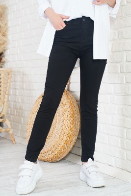 Yüksek Bel Büyük Beden Siyah Jean - Thumbnail