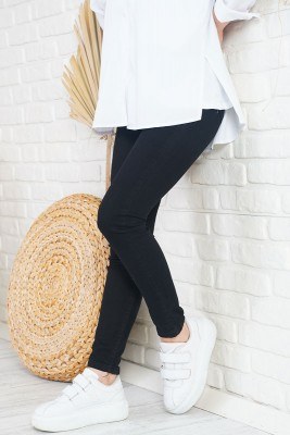 Yüksek Bel Büyük Beden Siyah Jean - Thumbnail