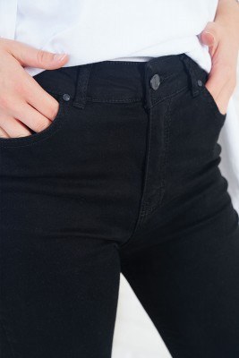 Yüksek Bel Büyük Beden Siyah Jean - Thumbnail