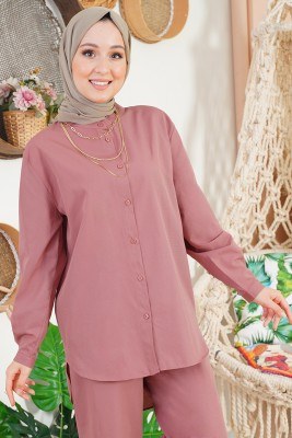 Arzu Serisi Hakim Yaka Gül Kurusu İkili Takım - Thumbnail