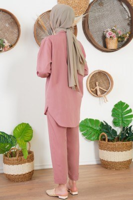 Arzu Serisi Hakim Yaka Gül Kurusu İkili Takım - Thumbnail