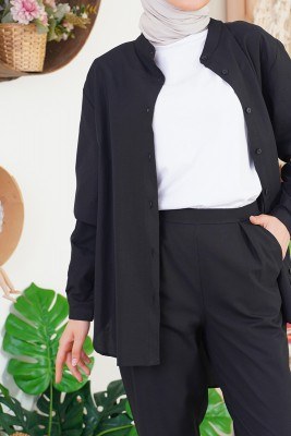 Arzu Serisi Hakim Yaka Siyah İkili Takım - Thumbnail