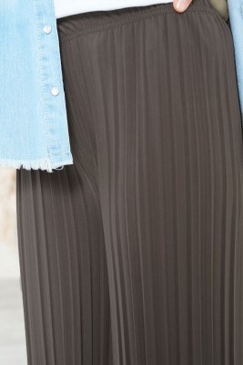 Piliseli Lazer Kesim Bronz Pantolon - Thumbnail