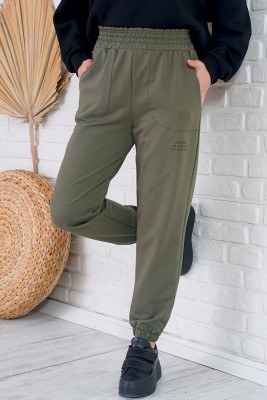 Paça Lastikli Haki Eşofman Altı - Thumbnail