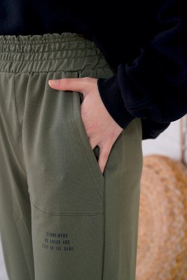 Paça Lastikli Haki Eşofman Altı - Thumbnail