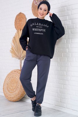 Paça Lastikli Antrasit Eşofman Altı - Thumbnail