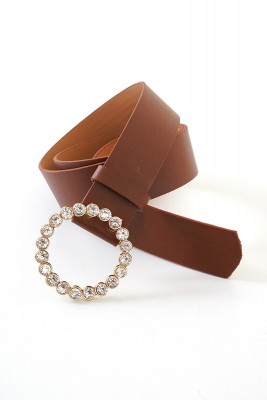 Gold Parlak Tokalı Taba Kemer - Thumbnail