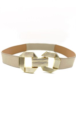 Pazarium - Geçme Tokalı Lastik Detaylı Bej Kemer