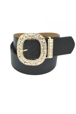 Pazarium - Pırlanta Taş İşleme Tokalı Siyah Kemer