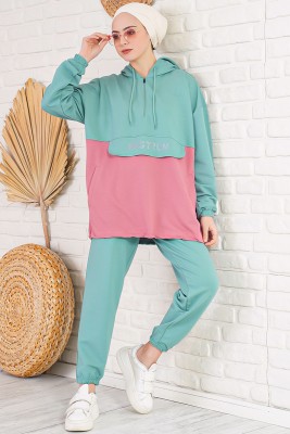 Fastrun Fermuarlı Mint Yeşili İkili Takım - Thumbnail