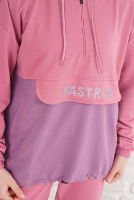 Fastrun Fermuarlı Gül Kurusu İkili Takım - Thumbnail