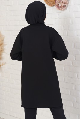 Stay With Me Baskılı Siyah Tunik - Thumbnail