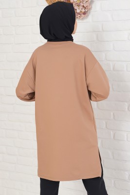 Stay With Me Baskılı Latte Tunik - Thumbnail