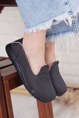 Bayan Fileli Füme Siyah Ayakkabı - Thumbnail