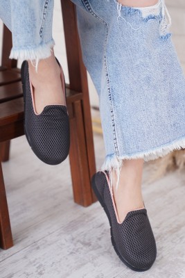 Bayan Fileli Füme Siyah Ayakkabı - Thumbnail