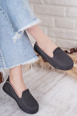 Bayan Fileli Füme Siyah Ayakkabı - Thumbnail