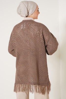  Püsküllü Vizon Hırka - Thumbnail