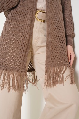  Püsküllü Vizon Hırka - Thumbnail