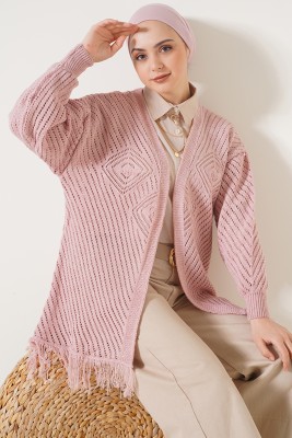  Püsküllü Pudra Hırka - Thumbnail