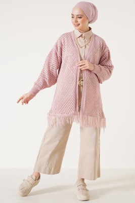  Püsküllü Pudra Hırka - Thumbnail