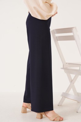 Bol Paça Lacivert Kanvas Pantolon - Thumbnail