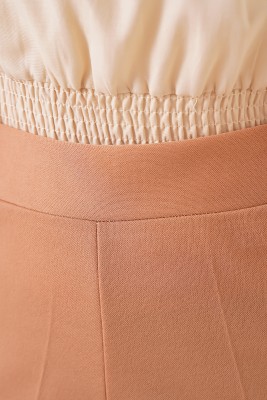 Bol Paça Camel Kanvas Pantolon - Thumbnail