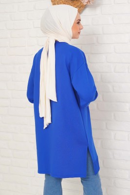 Stay With Me Baskılı Saks Tunik - Thumbnail