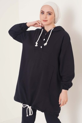 Kapüşonlu Gabardin İkili Takım Siyah - Thumbnail