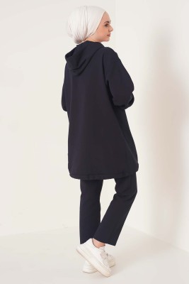 Kapüşonlu Gabardin İkili Takım Siyah - Thumbnail