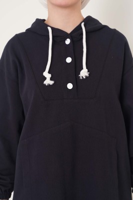 Kapüşonlu Gabardin İkili Takım Siyah - Thumbnail