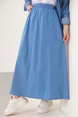 Beli Lastikli Kot Mavisi Etek - Thumbnail