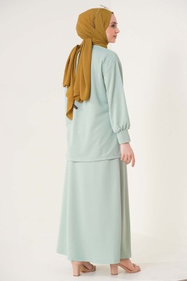 Kelebek Taş Süslemeli Su Yeşili İkili Takım - Thumbnail