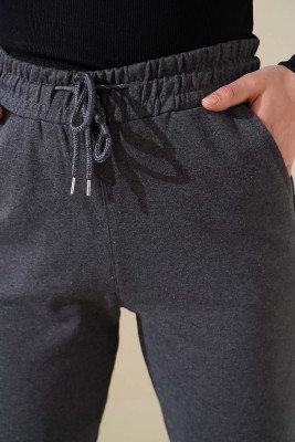 Şeritli Bileği Ribanalı Unisex Jogger Antrasit Siyah - Thumbnail