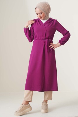 Büzgü Kuşaklı Mürdüm Kap - Thumbnail