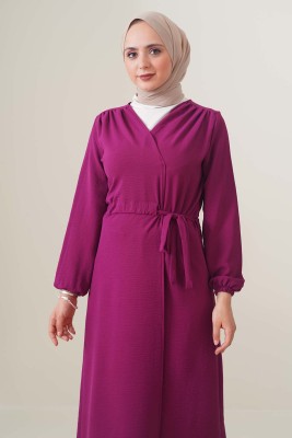 Büzgü Kuşaklı Mürdüm Kap - Thumbnail