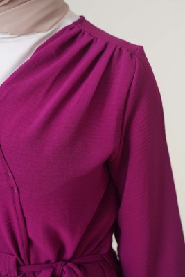 Büzgü Kuşaklı Mürdüm Kap - Thumbnail