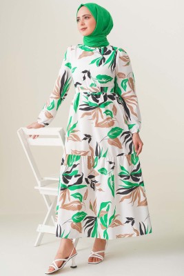 Areka Serisi Yeşil Elbise - Thumbnail