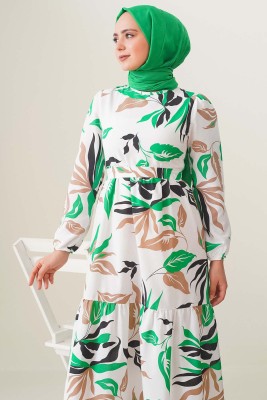 Areka Serisi Yeşil Elbise - Thumbnail