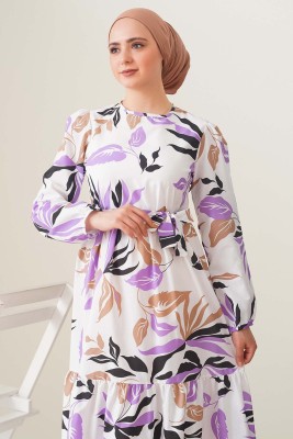 Areka Serisi Lila Elbise - Thumbnail