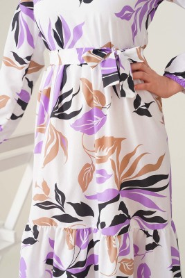 Areka Serisi Lila Elbise - Thumbnail